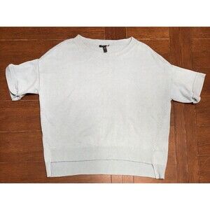 Eileen Fisher Women’s Size M Short Sleeve Light Blue Linen Blend Sweater NWOT